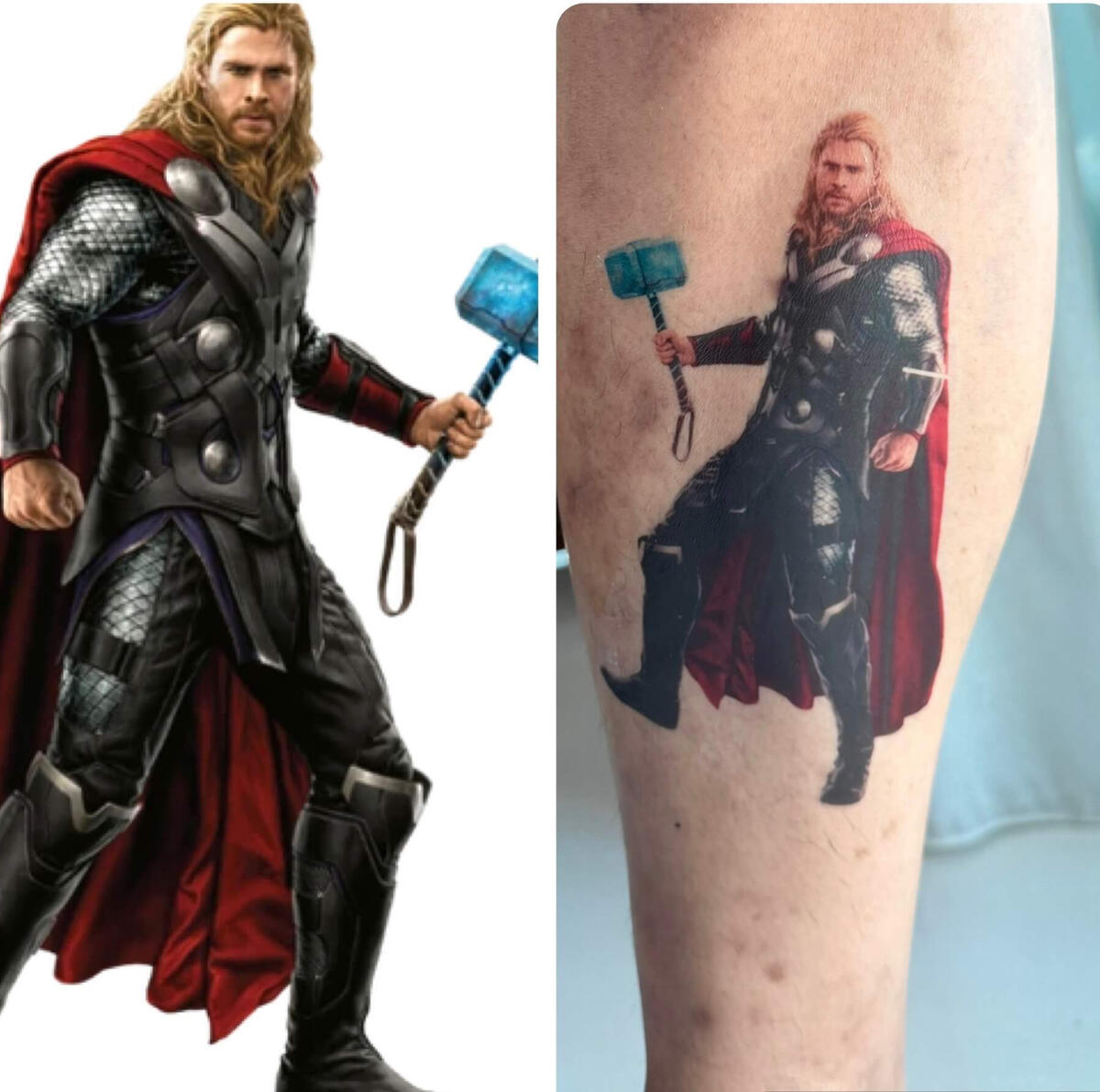Temporary photo tattoo collage featuring Chris Hemsworth by Ink4Days