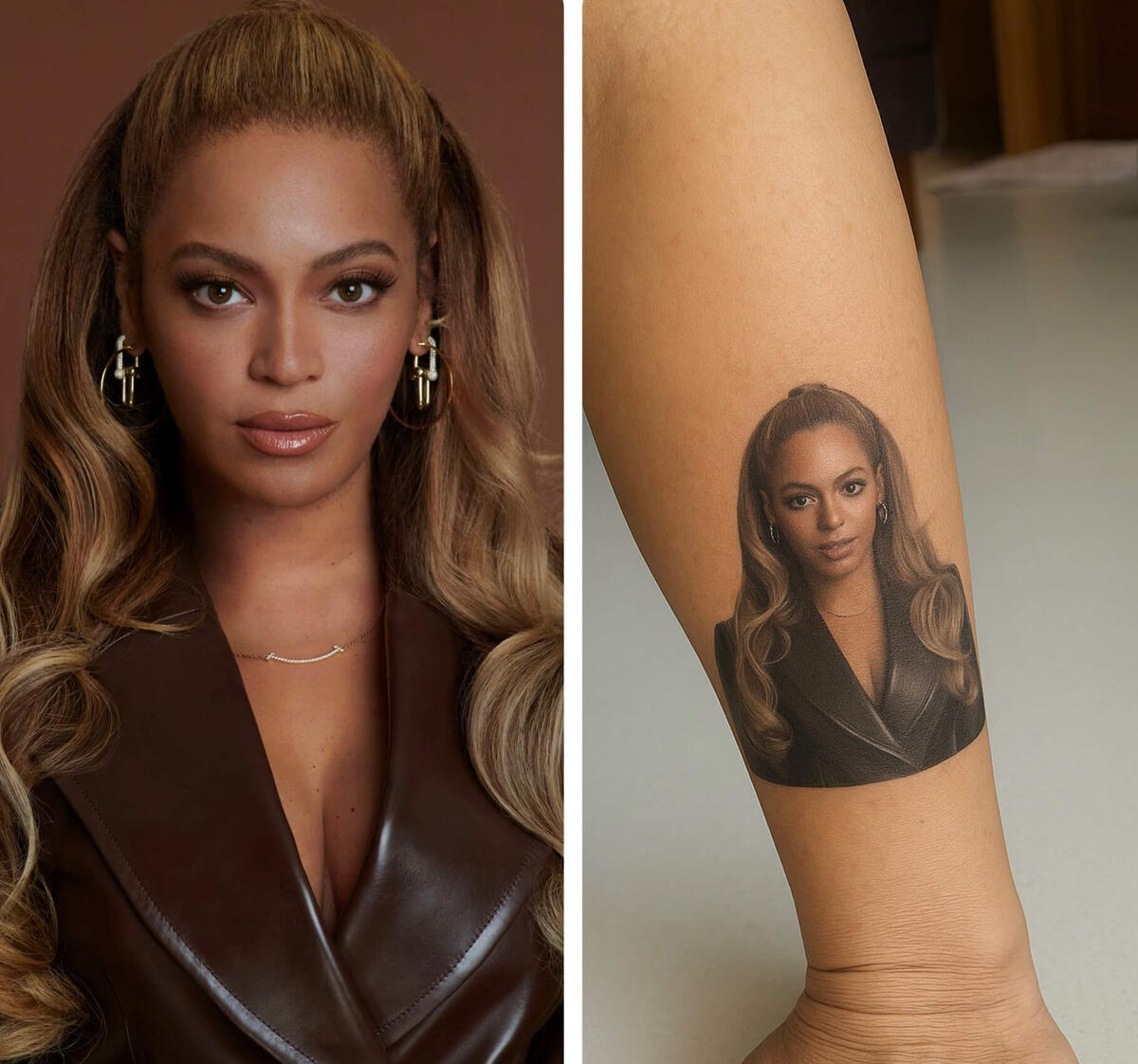Temporary photo tattoo collage featuring Beyoncé by Ink4Days