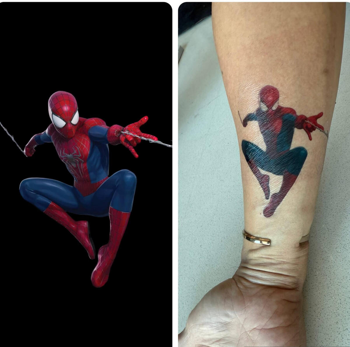 Temporary photo tattoo collage featuring Spider-Man by Ink4Days