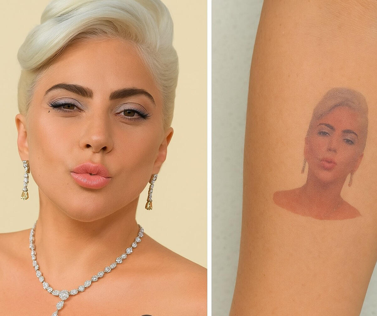 Temporary photo tattoo collage featuring Lady Gaga by Ink4Days